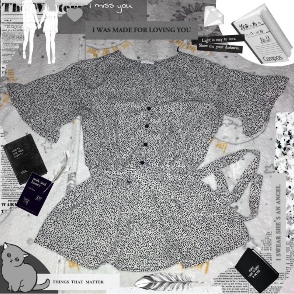 Black and White Patterned Blouse